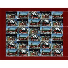 1998 - Grønland - Julemærkeark - 1-sidet takket - Ufoldet - "Julens klokker kimer".